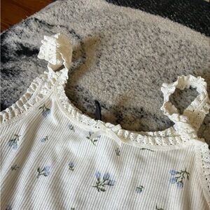 Off white & blue floral tank top